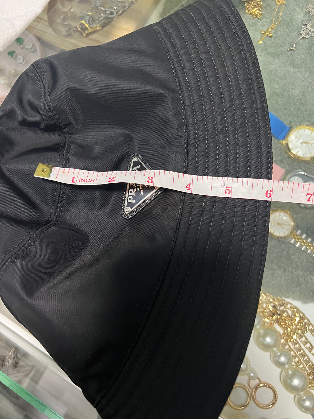 Prada nude bucket discount hat