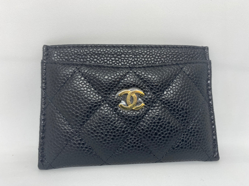 Chanel Metallic Green Quilted Caviar Classic Long Zip Pouch Pale Gold Hardware, 2018 (Very Good), Womens Handbag