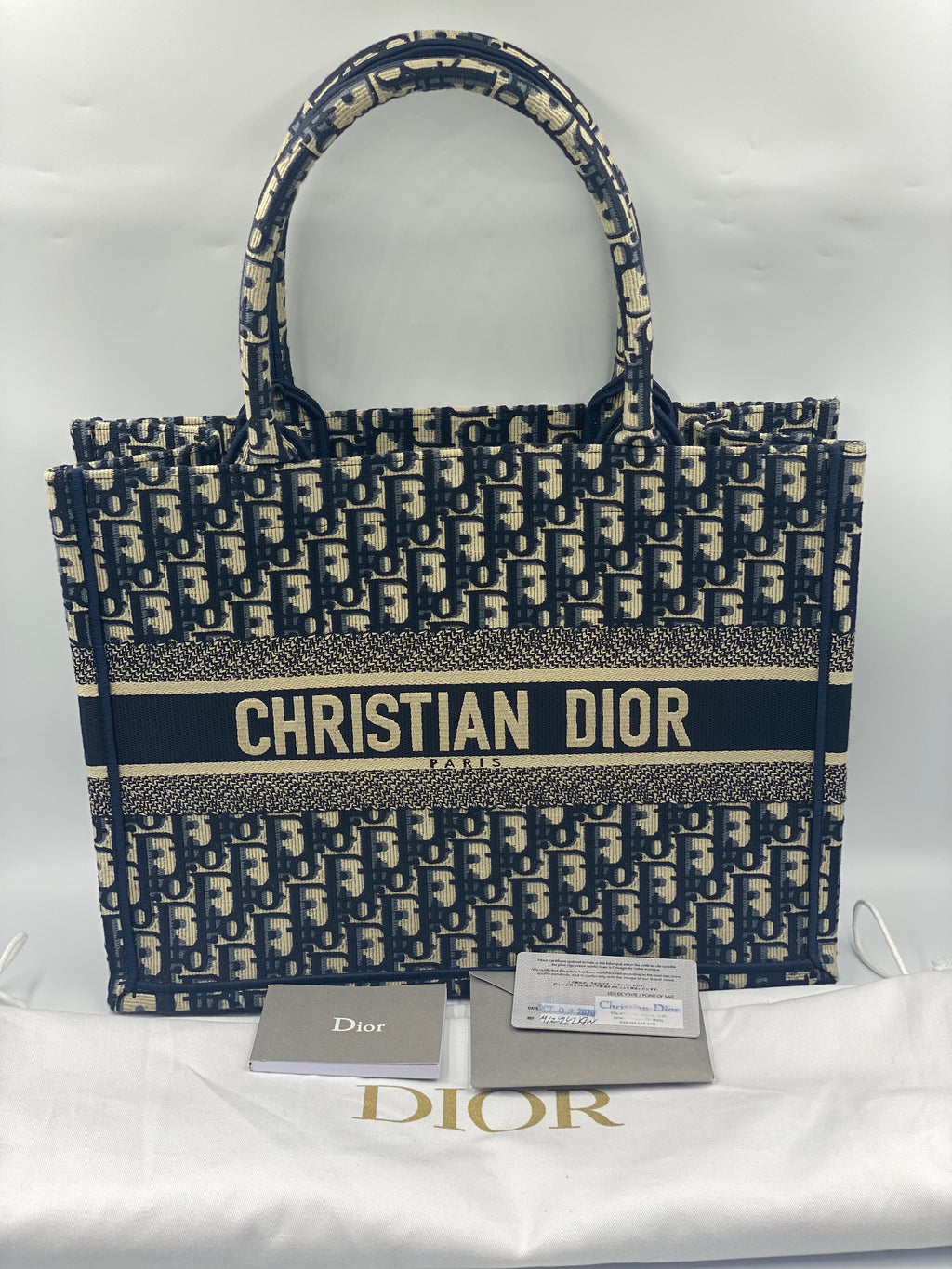 Christian Dior Medium (Old Small) Light Grey Oblique Embroidery