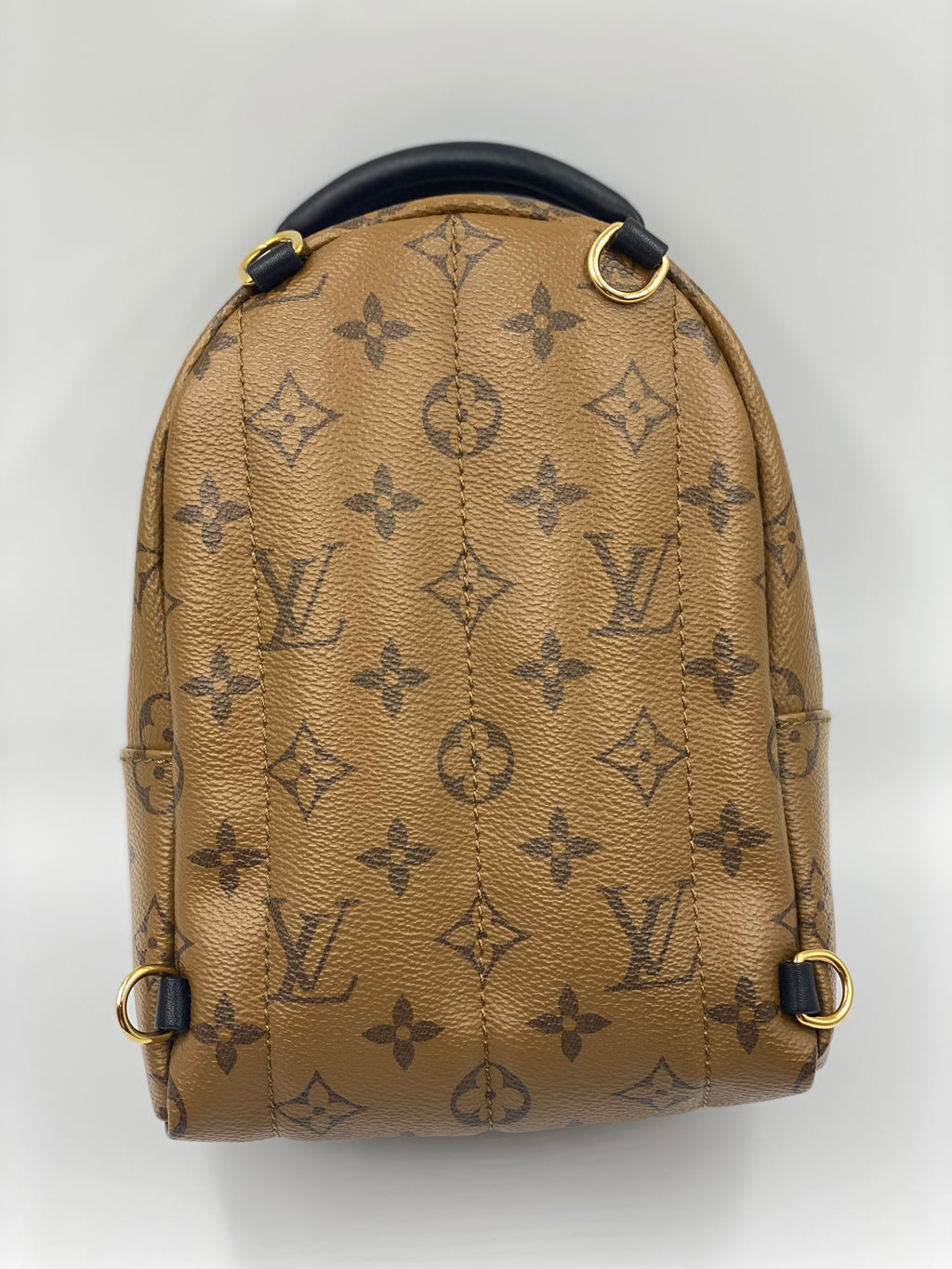 Louis Vuitton Ebene Reverse Monogram Coated Canvas Mini Palm Springs Backpack Gold Hardware, 2021 (Like New)