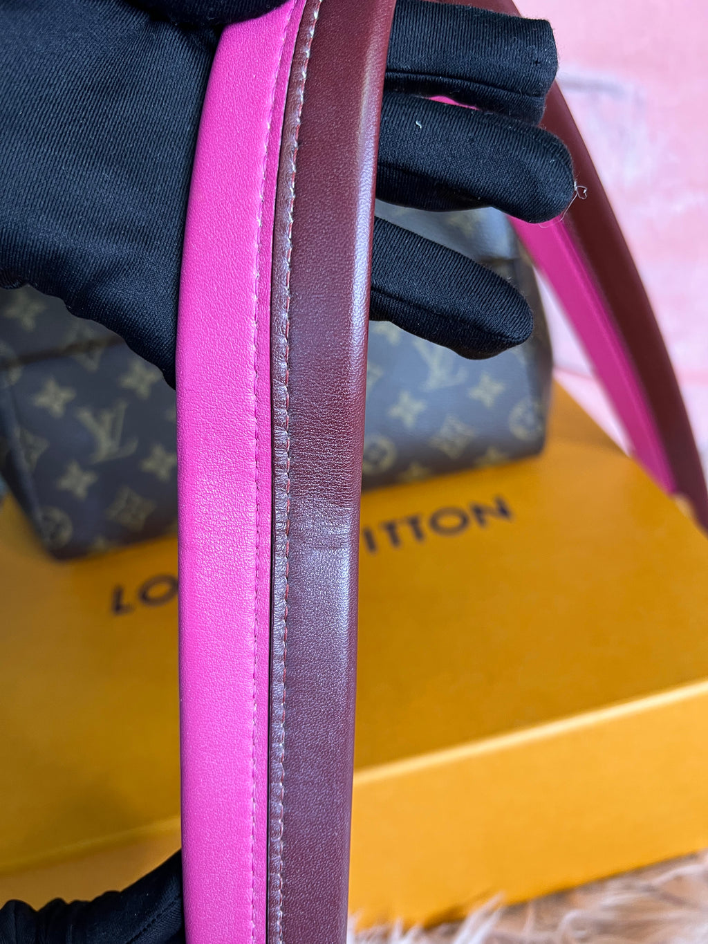 Louis Vuitton Calfskin Cluny BB Shoulder Strap Bordeaux Fuchsia