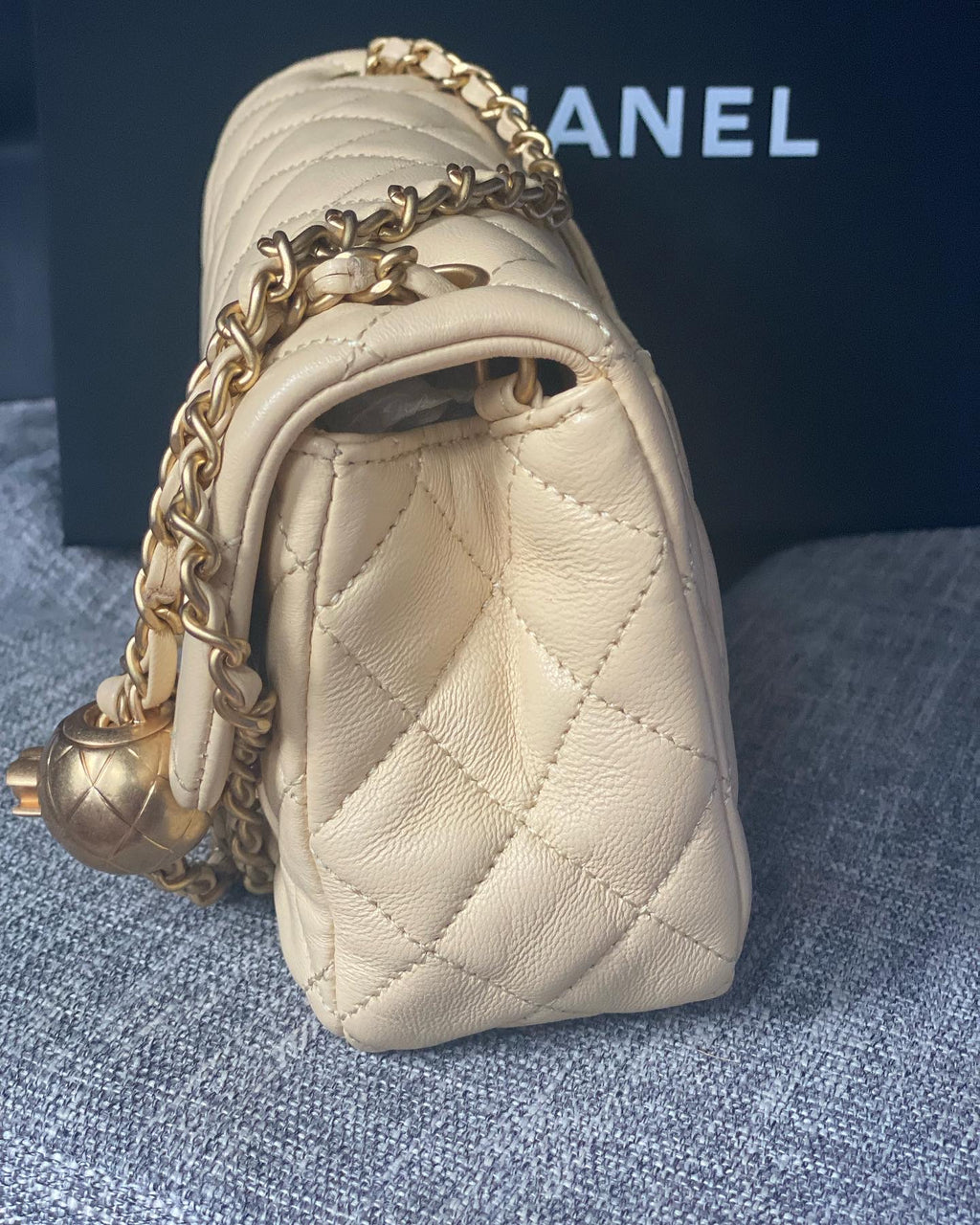 Chanel Classic 2.55 Medium Flap in Beige Caviar with Silver Hardware - SOLD