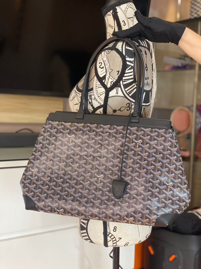 Goyard Anjou Mini Hand Bag Pouch Black Purse Reversible Woman Auth New  Unused