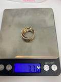 18 Karat Tricolor Trinity Ring Cartier Inspired With Diamonds Size 6 Pawnable