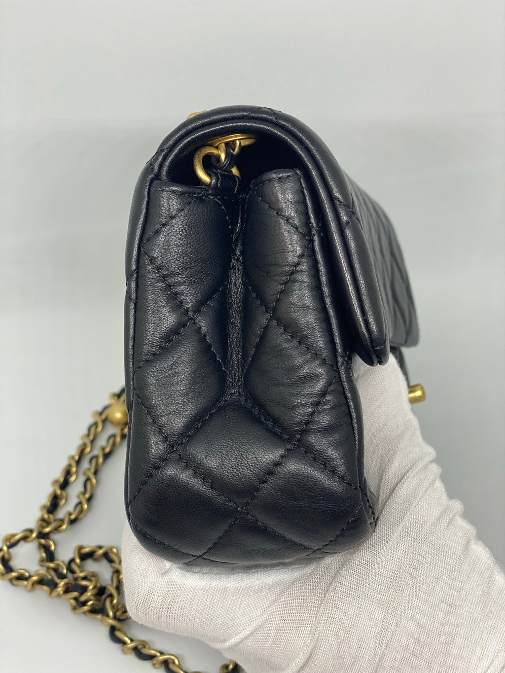 Preloved Chanel Black n Gold Classic Flap Jumbo