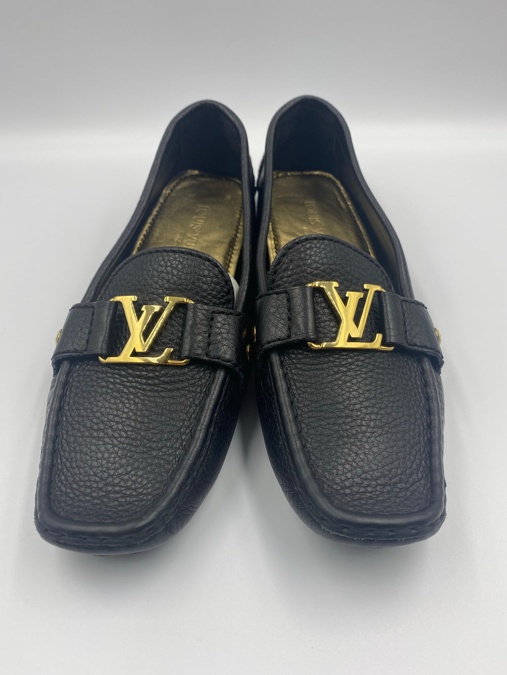 Louis Vuitton, Shoes, Louis Vuitton Black Textured Leather Driving Loafer  Sz 4
