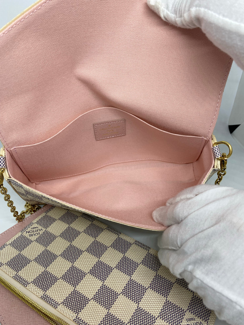 White Louis Vuitton Damier Azur Pochette Felicie Crossbody Bag